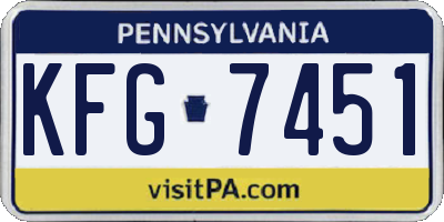 PA license plate KFG7451
