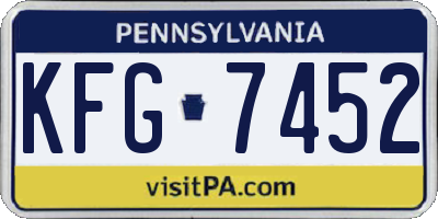 PA license plate KFG7452