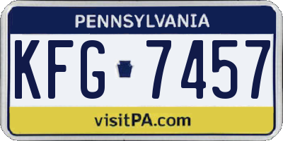 PA license plate KFG7457