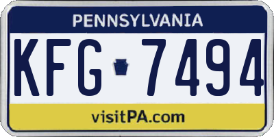 PA license plate KFG7494