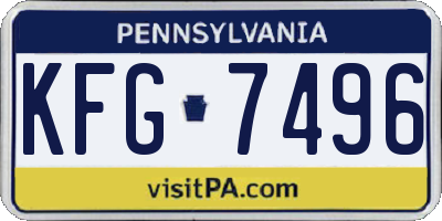 PA license plate KFG7496