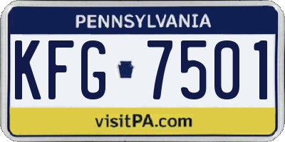 PA license plate KFG7501
