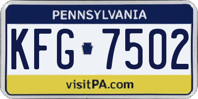 PA license plate KFG7502