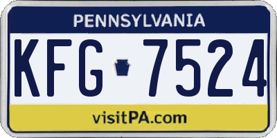 PA license plate KFG7524