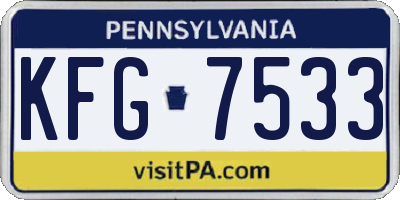 PA license plate KFG7533
