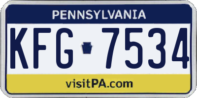 PA license plate KFG7534