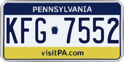 PA license plate KFG7552