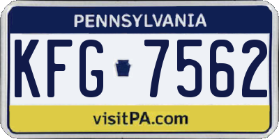 PA license plate KFG7562