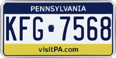 PA license plate KFG7568