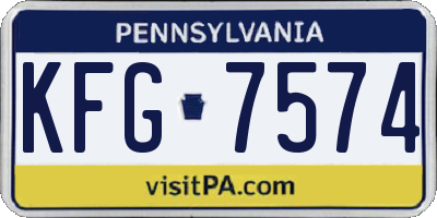 PA license plate KFG7574