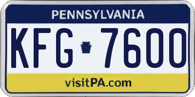 PA license plate KFG7600
