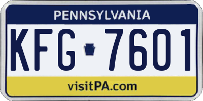PA license plate KFG7601