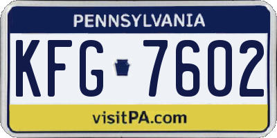 PA license plate KFG7602