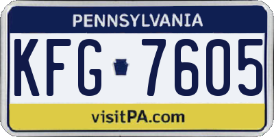 PA license plate KFG7605