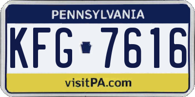 PA license plate KFG7616