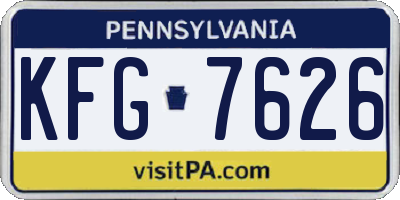 PA license plate KFG7626