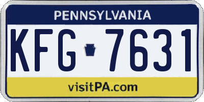 PA license plate KFG7631
