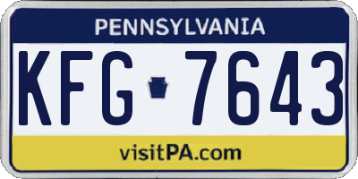 PA license plate KFG7643