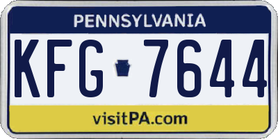 PA license plate KFG7644