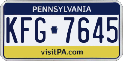 PA license plate KFG7645
