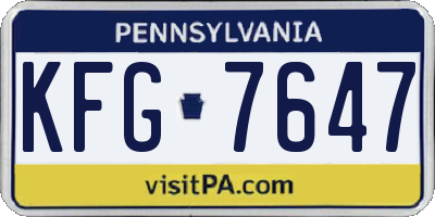 PA license plate KFG7647