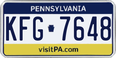 PA license plate KFG7648