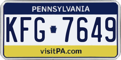 PA license plate KFG7649