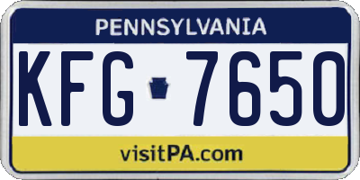 PA license plate KFG7650