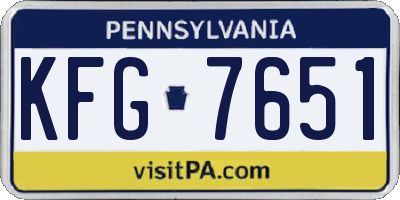 PA license plate KFG7651