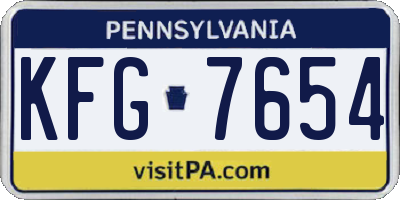 PA license plate KFG7654