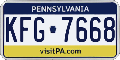 PA license plate KFG7668