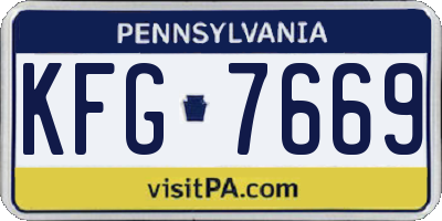 PA license plate KFG7669