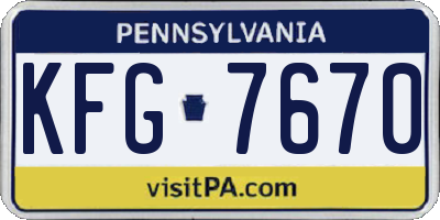 PA license plate KFG7670