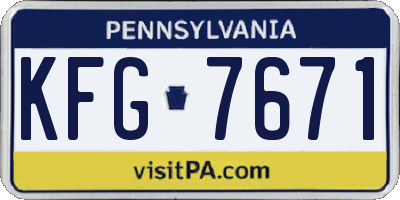 PA license plate KFG7671