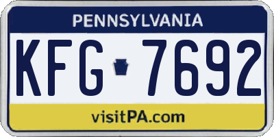 PA license plate KFG7692