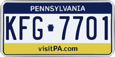 PA license plate KFG7701