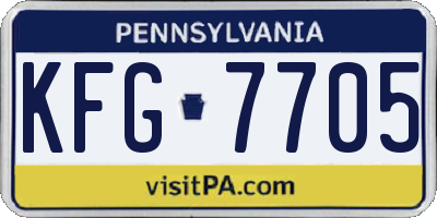 PA license plate KFG7705