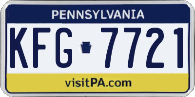 PA license plate KFG7721
