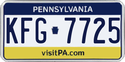 PA license plate KFG7725