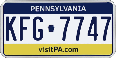 PA license plate KFG7747