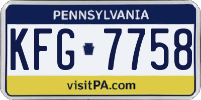 PA license plate KFG7758