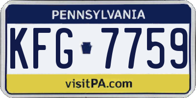 PA license plate KFG7759