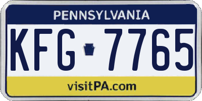 PA license plate KFG7765