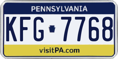 PA license plate KFG7768