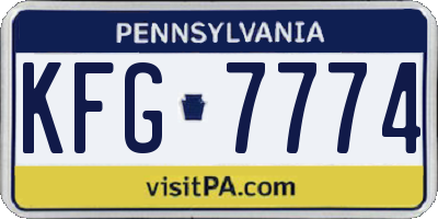 PA license plate KFG7774