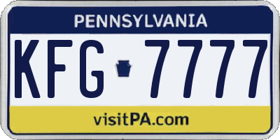 PA license plate KFG7777
