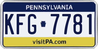 PA license plate KFG7781