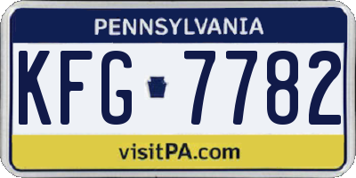 PA license plate KFG7782