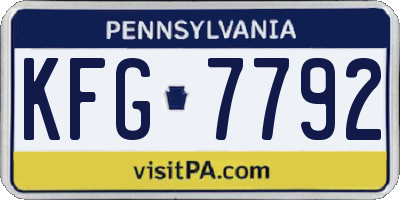 PA license plate KFG7792