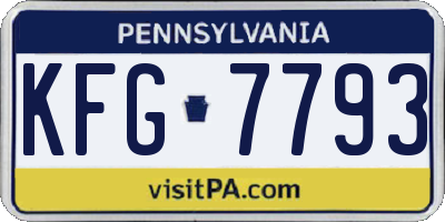 PA license plate KFG7793